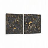 Olla 16678K2Y Mermer Desen Görsel Kare 2'li Yatay Kanvas Tablo (Ölçü: 145X70)