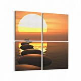 Olla 15907K4 Günbatımı Görseli Kare 4'lü Kanvas Tablo (Ölçü: 65X65)