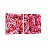 Olla 11640K2Y Çiçek Görseli Kare 2'li Yatay Kanvas Tablo (Ölçü: 145X70)