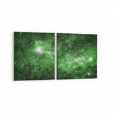 Olla 14757K2Y Gece Gökyüzü Görseli Kare 2'li Yatay Kanvas Tablo (Ölçü: 85X40)