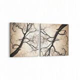 Olla 10608K2Y Ağaç Görseli Kare 2'li Yatay Kanvas Tablo (Ölçü: 145X70)