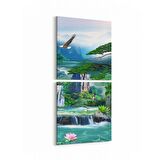 Olla 13541K2D Doğa / Manzara Görseli Kare 2'li Dikey Kanvas Tablo (Ölçü: 30X65)