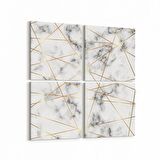 Olla 16728K4 Mermer Desen Görsel Kare 4'lü Kanvas Tablo (Ölçü: 105X105)