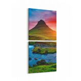Olla 16053K2D Günbatımı Görseli Kare 2'li Dikey Kanvas Tablo (Ölçü: 30X65)