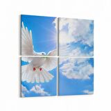 Olla 15864K4 Gökyüzü Kuşlar Görseli Kare 4'lü Kanvas Tablo (Ölçü: 125X125)