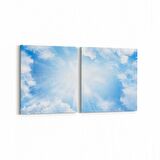 Olla 15745K2Y Gökyüzü Bulut Görseli Kare 2'li Yatay Kanvas Tablo (Ölçü: 125X60)
