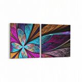 Olla 10194K2Y Abstract Görsel Kare 2'li Yatay Kanvas Tablo (Ölçü: 125X60)