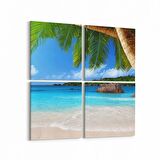 Olla 16392K4 Kumsal / Sahil Görseli Kare 4'lü Kanvas Tablo (Ölçü: 65X65)