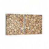 Olla 12006K2Y Ahşap Desen Görseli Kare 2'li Yatay Kanvas Tablo (Ölçü: 85X40)