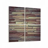 Olla 12053K4 Ahşap Desen Görseli Kare 4'lü Kanvas Tablo (Ölçü: 105X105)