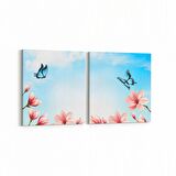 Olla 10936K2Y Ağaç Görseli Kare 2'li Yatay Kanvas Tablo (Ölçü: 65X30)