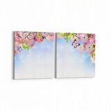 Olla 11743K2Y Orkide Çiçek Görseli 2'li Yatay Kanvas Tablo (Ölçü: 65X30)