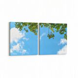 Olla 10726K2Y Ağaç Görseli Kare 2'li Yatay Kanvas Tablo (Ölçü: 105X50)
