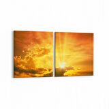Olla 16117K2Y Günbatımı Görseli Kare 2'li Yatay Kanvas Tablo (Ölçü: 65X30)
