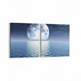 Olla 14756K2Y Gece Gökyüzü Görseli Kare 2'li Yatay Kanvas Tablo (Ölçü: 145X70)