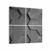 Olla 10022K4 Abstract 3 Boyut Görsel Kare 4'lü Kanvas Tablo (Ölçü: 105X105)