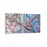 Olla 11065K2Y Ağaç Görseli Kare 2'li Yatay Kanvas Tablo (Ölçü: 145X70)