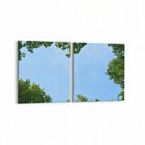 Olla 10763K2Y Ağaç Görseli Kare 2'li Yatay Kanvas Tablo (Ölçü: 65X30)