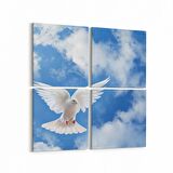 Olla 15880K4 Gökyüzü Kuşlar Görseli Kare 4'lü Kanvas Tablo (Ölçü: 125X125)