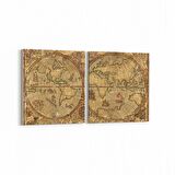 Olla 16215K2Y Harita Görseli Kare 2'li Yatay Kanvas Tablo (Ölçü: 125X60)