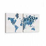 Olla 16179K2Y Harita Görseli Kare 2'li Yatay Kanvas Tablo (Ölçü: 65X30)