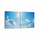 Olla 15750K2Y Gökyüzü Bulut Görseli Kare 2'li Yatay Kanvas Tablo (Ölçü: 145X70)
