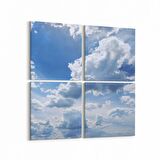Olla 15593K4 Gökyüzü Bulut Görseli Kare 4'lü Kanvas Tablo (Ölçü: 145X145)