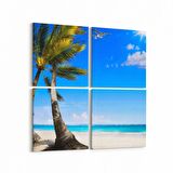 Olla 16463K4 Kumsal / Sahil Görseli Kare 4'lü Kanvas Tablo (Ölçü: 145X145)