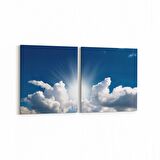 Olla 15808K2Y Gökyüzü Bulut Görseli Kare 2'li Yatay Kanvas Tablo (Ölçü: 65X30)
