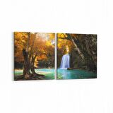 Olla 13603K2Y Doğa / Manzara Görseli Kare 2'li Yatay Kanvas Tablo (Ölçü: 125X60)