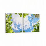 Olla 10791K2Y Ağaç Görseli Kare 2'li Yatay Kanvas Tablo (Ölçü: 65X30)