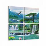 Olla 13541K4 Doğa / Manzara Görseli Kare 4'lü Kanvas Tablo (Ölçü: 145X145)