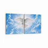 Olla 15888K2Y Gökyüzü Kuşlar Görseli Kare 2'li Yatay Kanvas Tablo (Ölçü: 145X70)