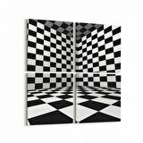 Olla 10233K4 Abstract Girdap Görsel Kare 4'lü Kanvas Tablo (Ölçü: 105X105)