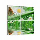 Olla 11757K4 Orkide Çiçek Görseli Kare 4'lü Kanvas Tablo (Ölçü: 65X65)