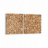 Olla 12002K2Y Ahşap Desen Görseli Kare 2'li Yatay Kanvas Tablo (Ölçü: 85X40)