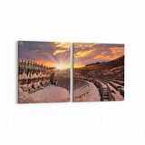 Olla 16017K2Y Günbatımı Görseli Kare 2'li Yatay Kanvas Tablo (Ölçü: 105X50)