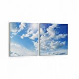 Olla 15526K2Y Gökyüzü Bulut Görseli Kare 2'li Yatay Kanvas Tablo (Ölçü: 125X60)
