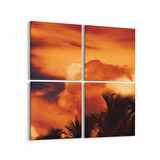 Olla 15933K4 Günbatımı Görseli Kare 4'lü Kanvas Tablo (Ölçü: 125X125)