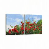 Olla 10632K2Y Ağaç Görseli Kare 2'li Yatay Kanvas Tablo (Ölçü: 145X70)