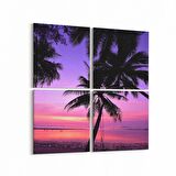 Olla 16072K4 Günbatımı Görseli Kare 4'lü Kanvas Tablo (Ölçü: 145X145)