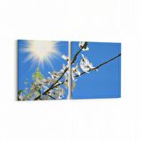 Olla 10845K2Y Ağaç Görseli Kare 2'li Yatay Kanvas Tablo (Ölçü: 105X50)