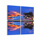 Olla 16062K4 Günbatımı Görseli Kare 4'lü Kanvas Tablo (Ölçü: 105X105)