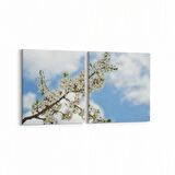 Olla 10734K2Y Ağaç Görseli Kare 2'li Yatay Kanvas Tablo (Ölçü: 125X60)
