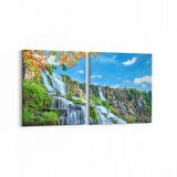 Olla 13378K2Y Doğa / Manzara Görseli Kare 2'li Yatay Kanvas Tablo (Ölçü: 145X70)