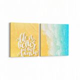 Olla 16568K2Y Kumsal / Sahil Görseli Kare 2'li Yatay Kanvas Tablo (Ölçü: 145X70)