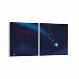 Olla 14777K2Y Gece Gökyüzü Görseli Kare 2'li Yatay Kanvas Tablo (Ölçü: 125X60)