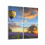 Olla 16120K4 Günbatımı Görseli Kare 4'lü Kanvas Tablo (Ölçü: 145X145)
