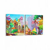Olla 12768K2Y Çocuk Odası Görseli 2'li Yatay Kanvas Tablo (Ölçü: 125X60)