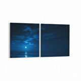 Olla 14679K2Y Gece Gökyüzü Görseli Kare 2'li Yatay Kanvas Tablo (Ölçü: 145X70)